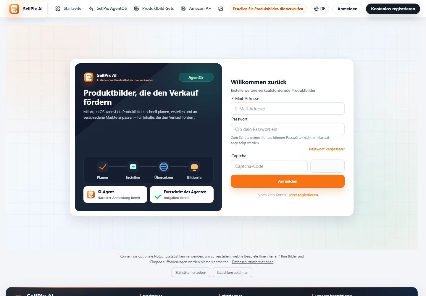 SellPix Anmeldung Seite und Kontoeintrag Screenshot