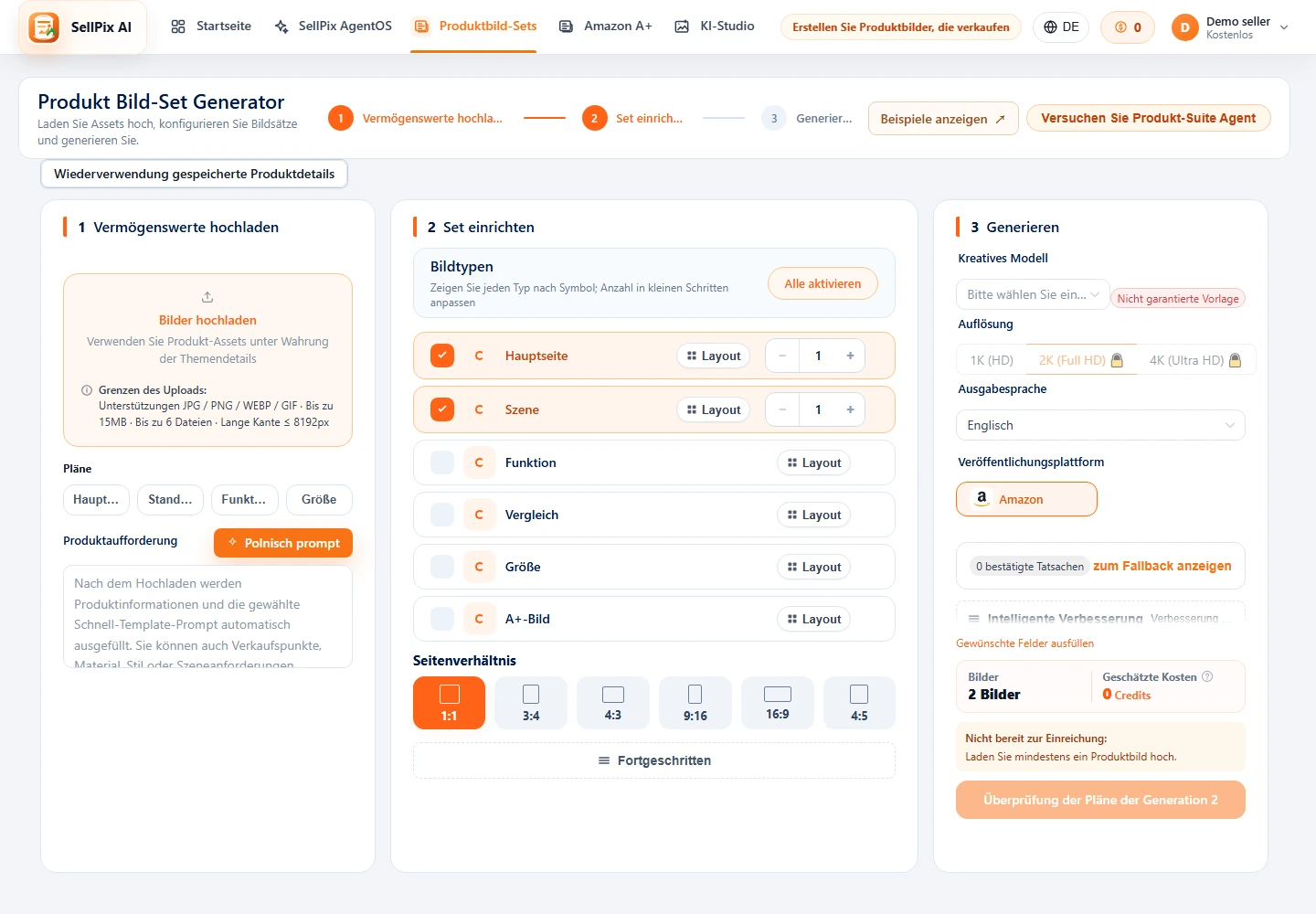 Bild Formular und Bildtyp-Konfigurationsscreenshot setzen