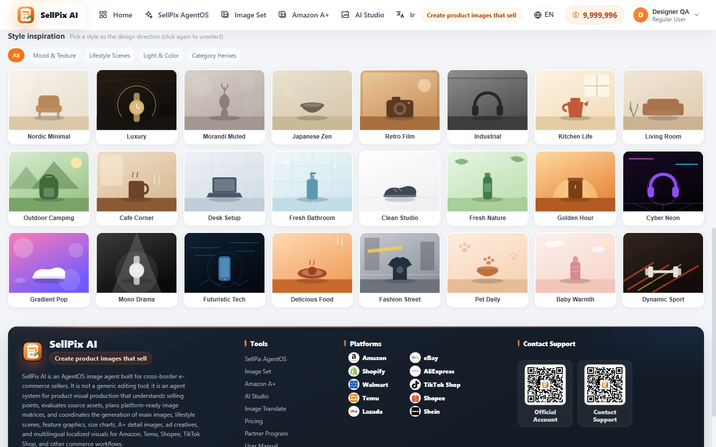 Designer Agent style wall and brand kit screenshot