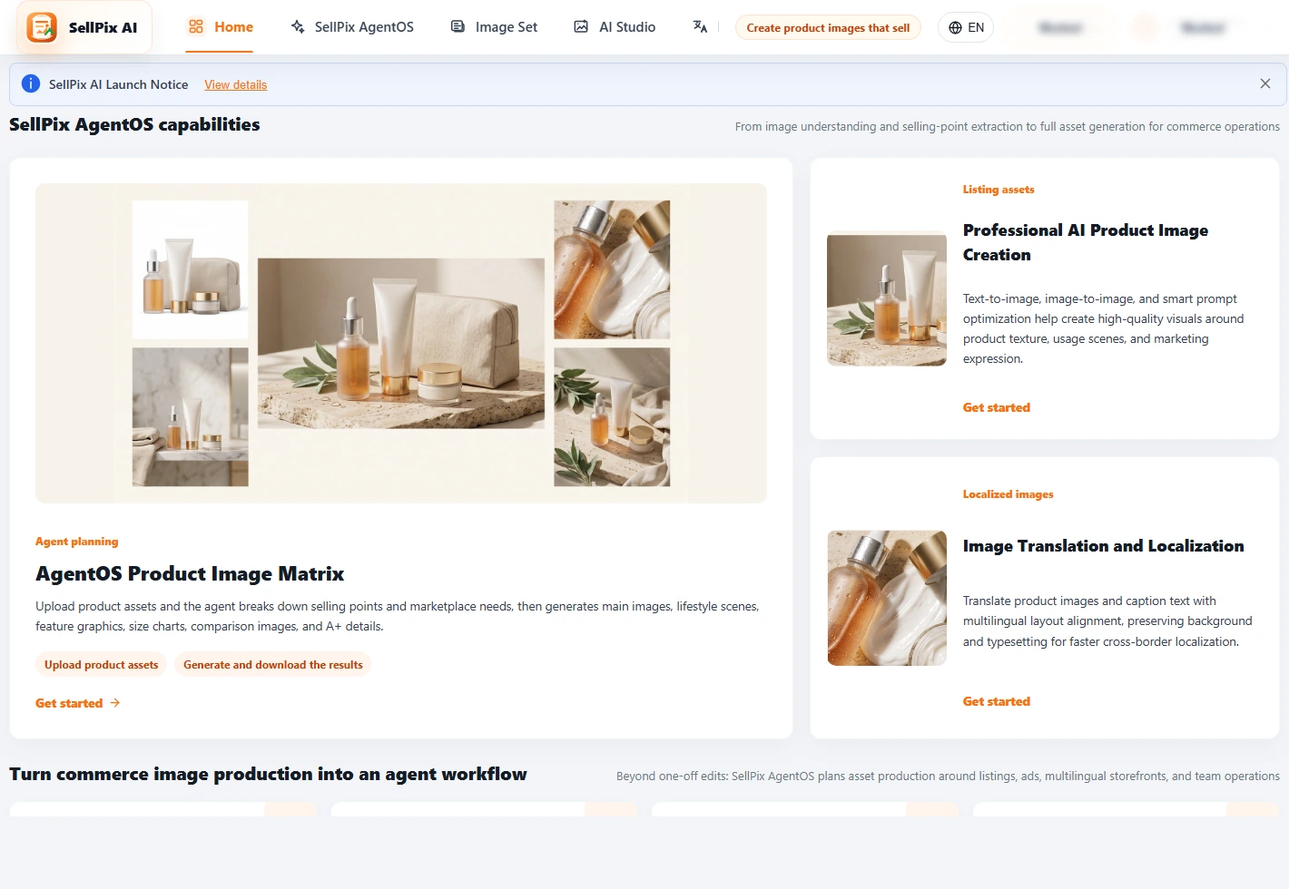 SellPix home page feature entry screenshot