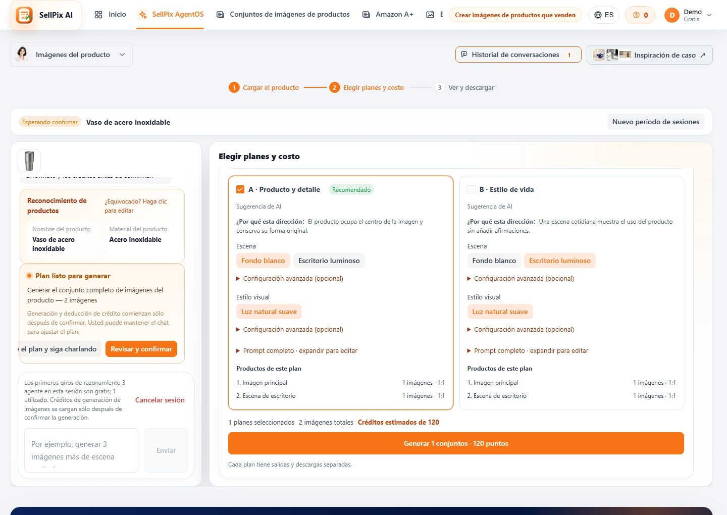Confirmación del plan AgentOS y estimación de crédito