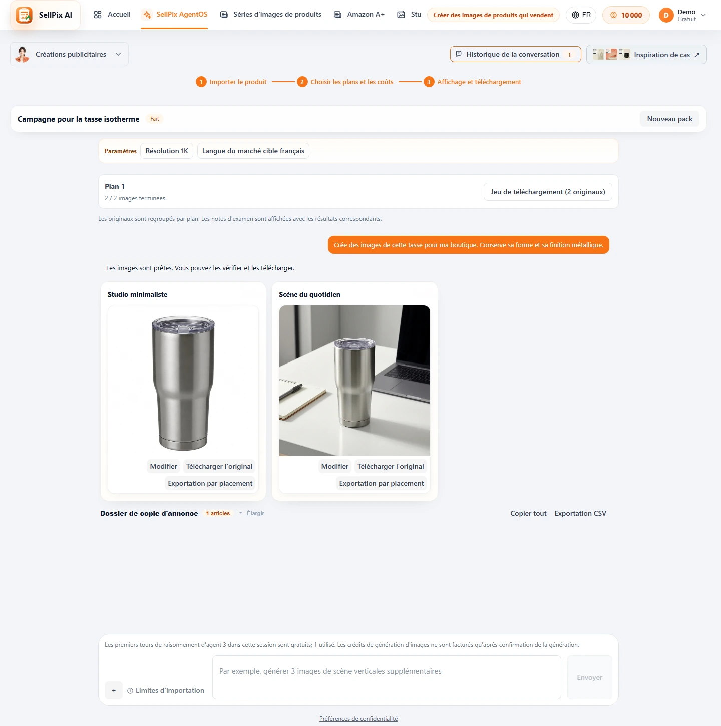 Marketing Ad Agent ad sorties et l'exportation de placement screenshot